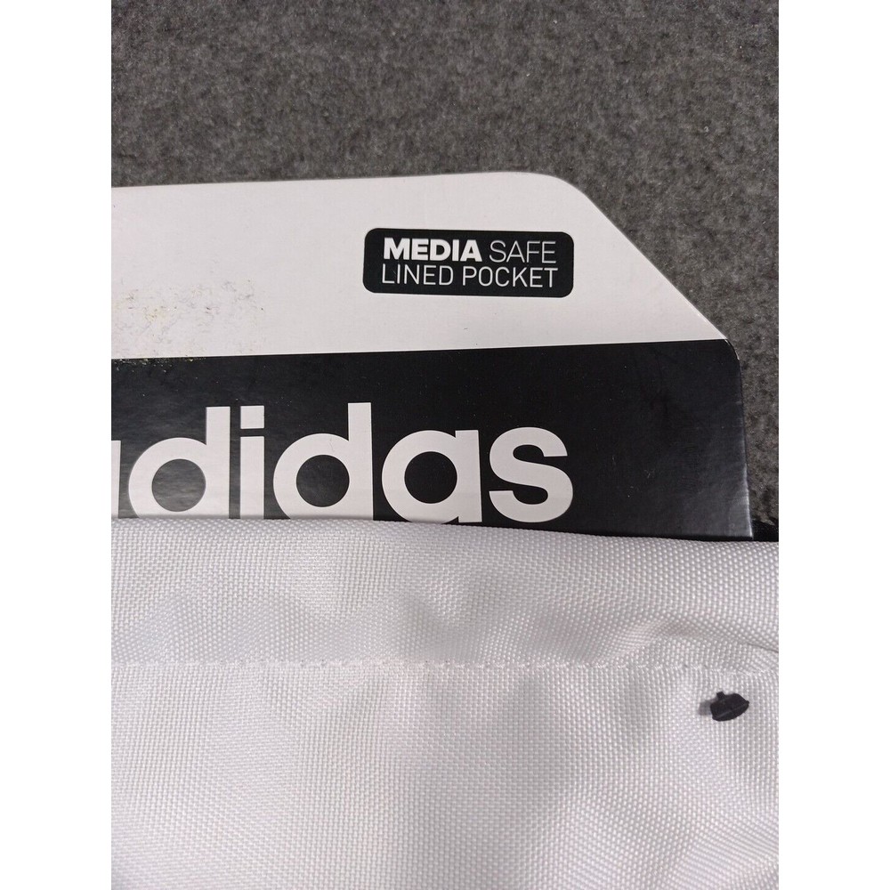 Adidas "Sack Pack" White Black - 18 X 14 Media Safe Lined Pocket New - Picture 5 of 9